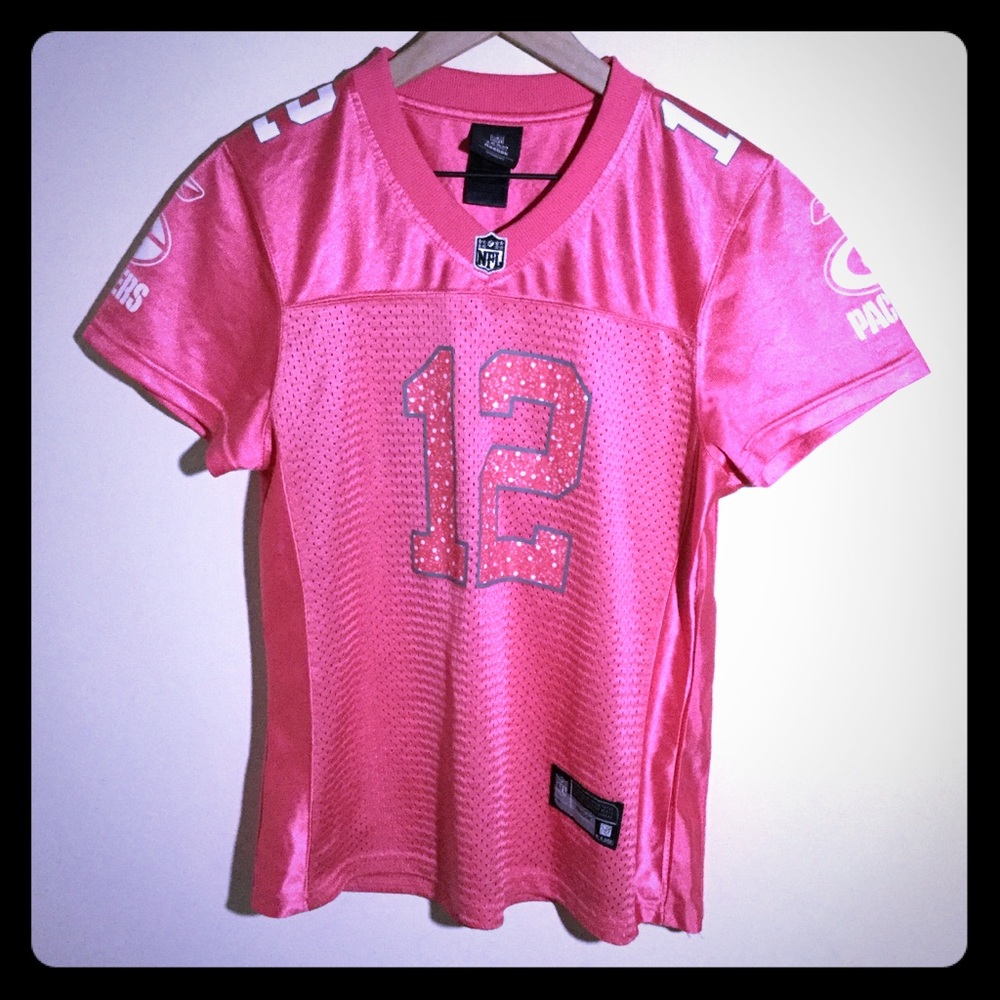 Aaron Rodgers #12 Pink Green Bay Packers Jersey L